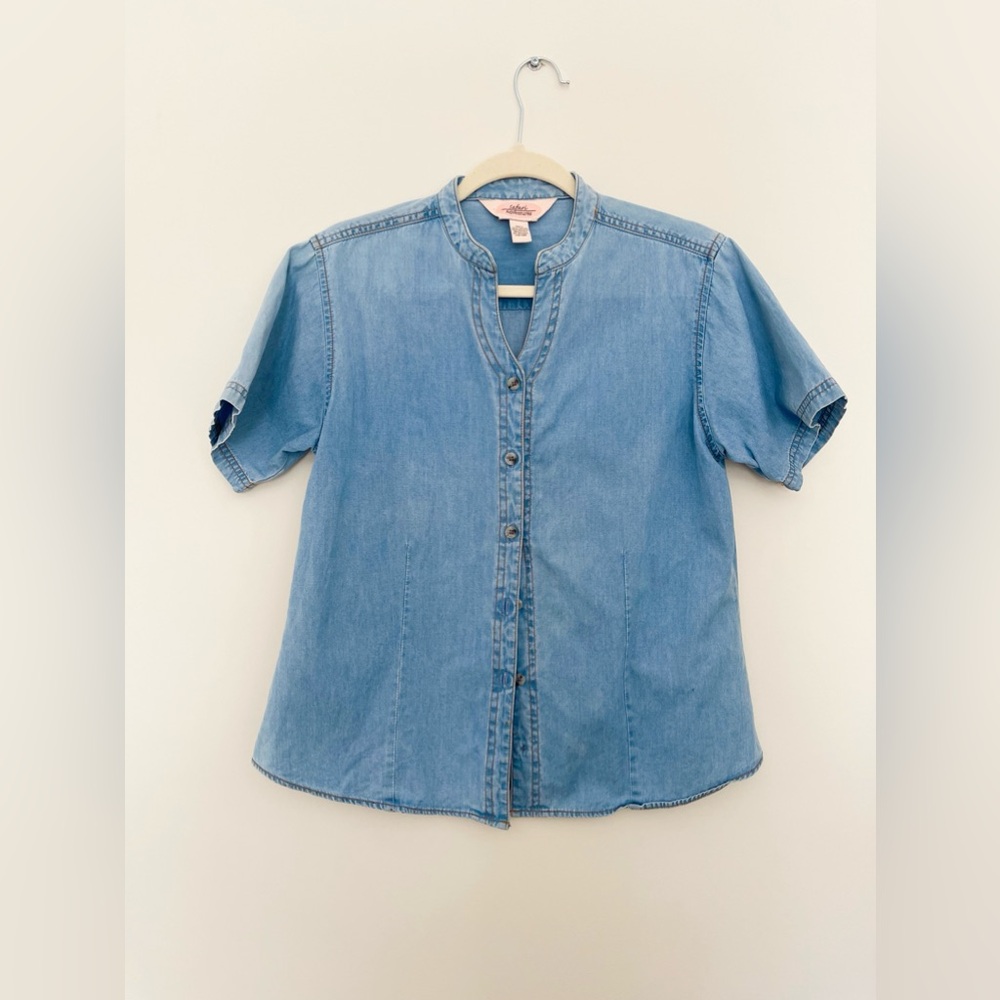 Vintage blue denim button down shirt size L